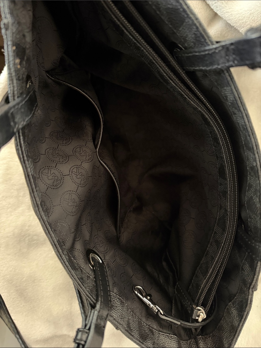 Michael Kors Black MK Logo Tote with Silver Hardware - Picture 5 of 9